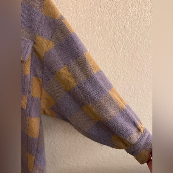 Princess Polly Purple and Tan Plaid Pea Coat - Picture 4 of 8